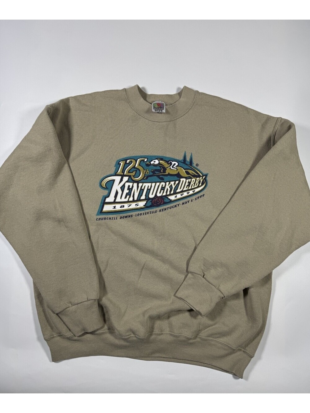 Vintage 1999 Kentucky Derby 125th Sweatshirt Mens L Fruit Loom Horse Racing